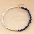 Bohemian style sapphire blue pearl necklace resin collarbone chainpicture12